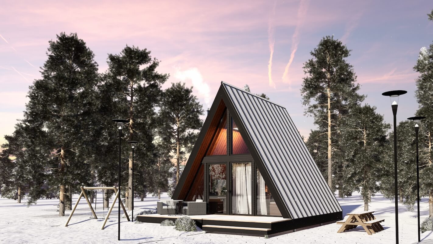 Модульные дома и бани под кдюч. Проекты барнхаусов или с плоской крышей. Проект номер a-frame