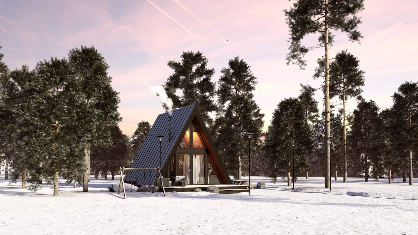 Модульные дома и бани под кдюч. Проекты барнхаусов или с плоской крышей. Проект номер a-frame