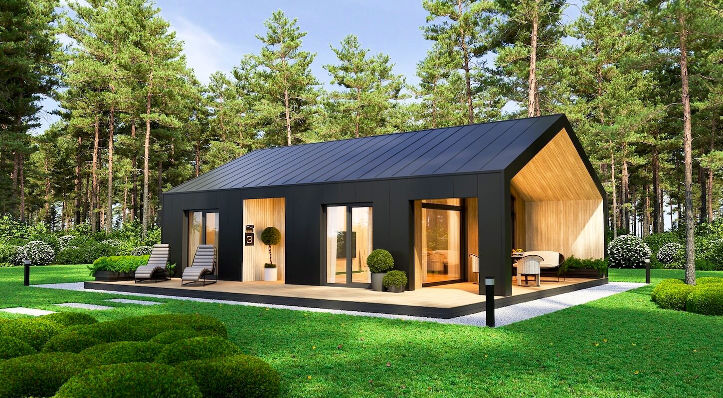 Модульные дома и бани под кдюч. Проекты барнхаусов или с плоской крышей. Проект номер alpinebarn