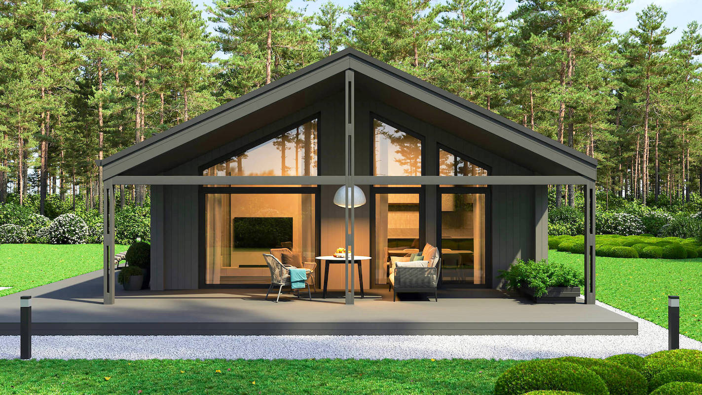 Модульные дома и бани под кдюч. Проекты барнхаусов или с плоской крышей. Проект номер alpinefachwerk