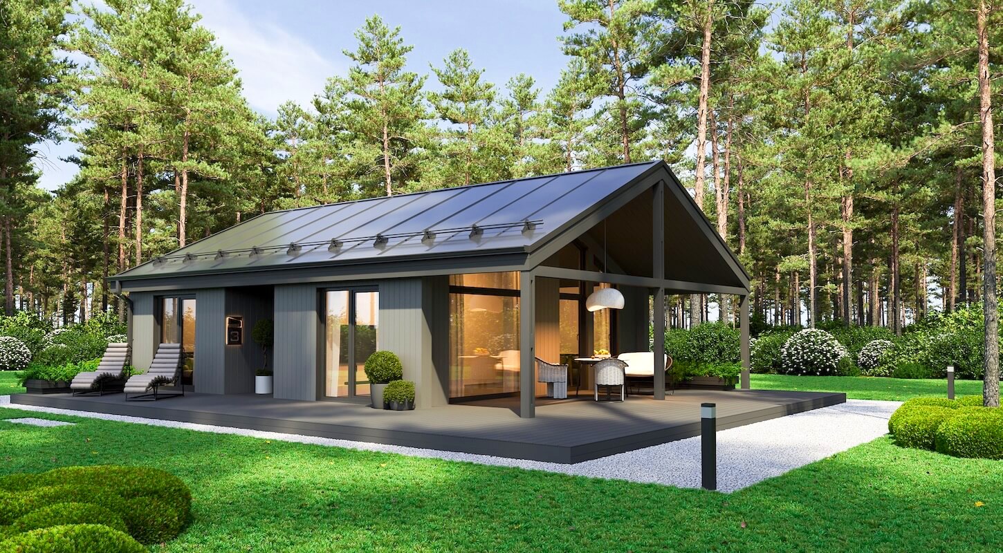 Модульные дома и бани под кдюч. Проекты барнхаусов или с плоской крышей. Проект номер alpinefachwerk