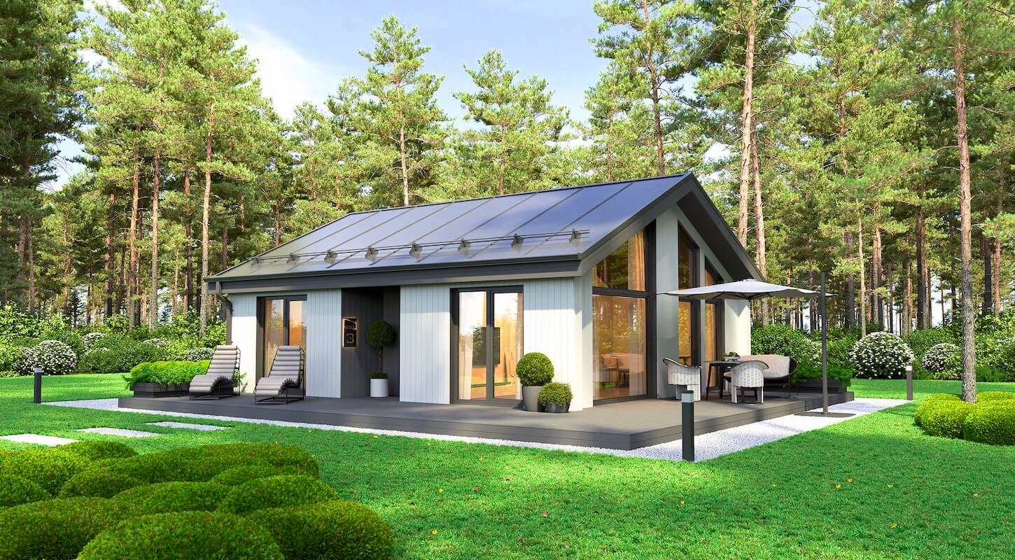 Модульные дома и бани под кдюч. Проекты барнхаусов или с плоской крышей. Проект номер alpinefachwerk