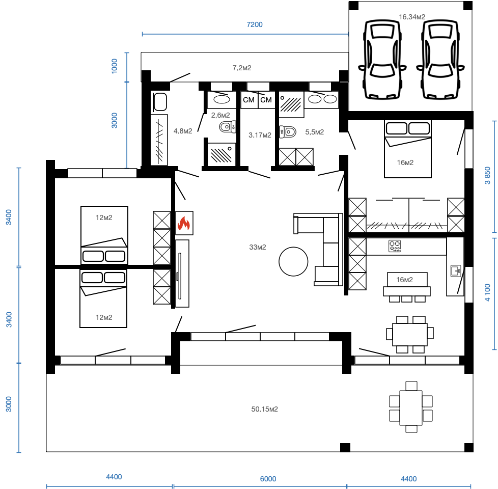 Смотреть планировку модульного дома andorra 1 этаж
