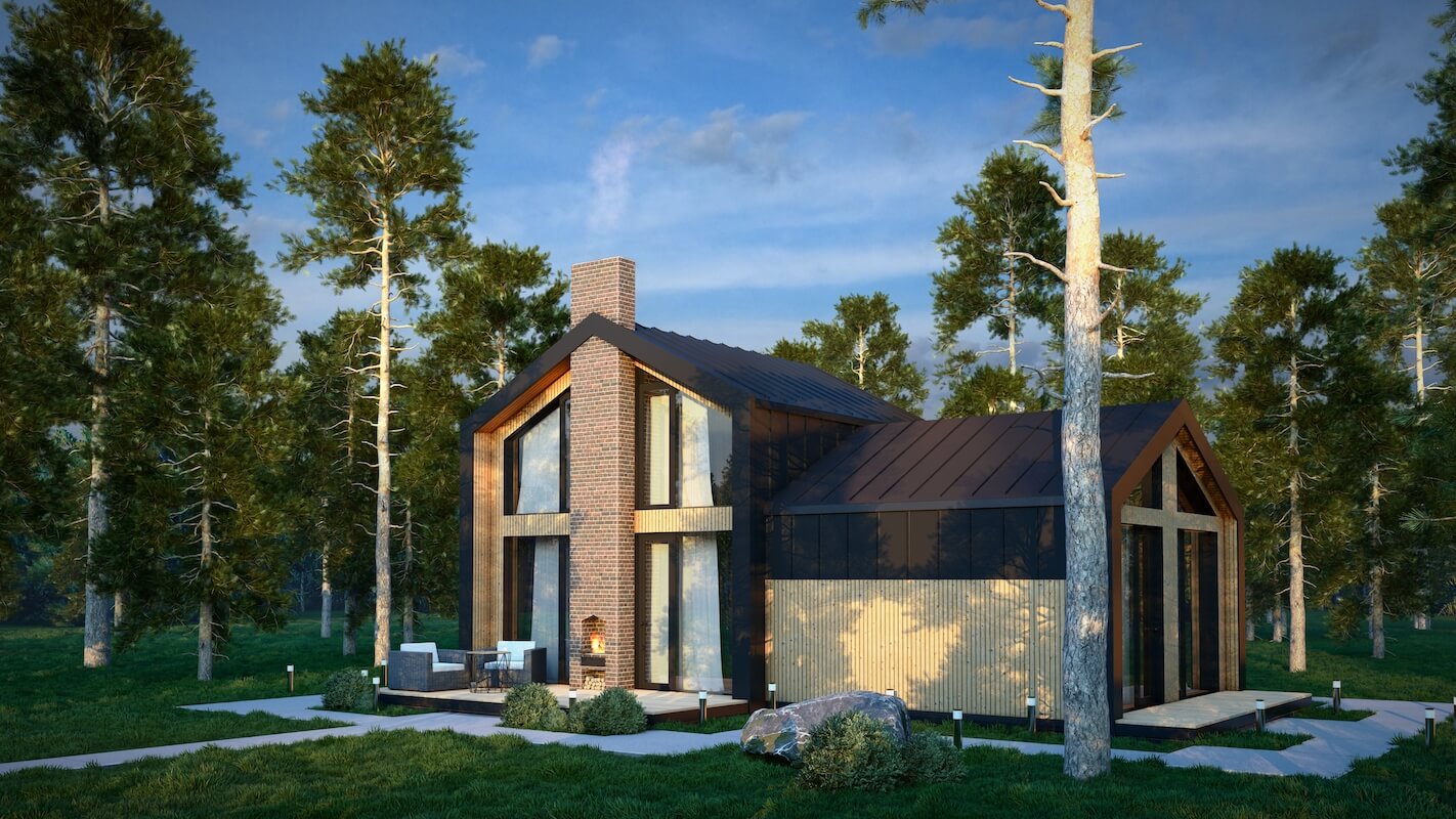 Модульные дома и бани под кдюч. Проекты барнхаусов или с плоской крышей. Проект номер barn72