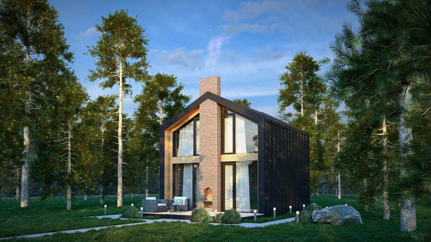 Модульные дома и бани под кдюч. Проекты барнхаусов или с плоской крышей. Проект номер barn72