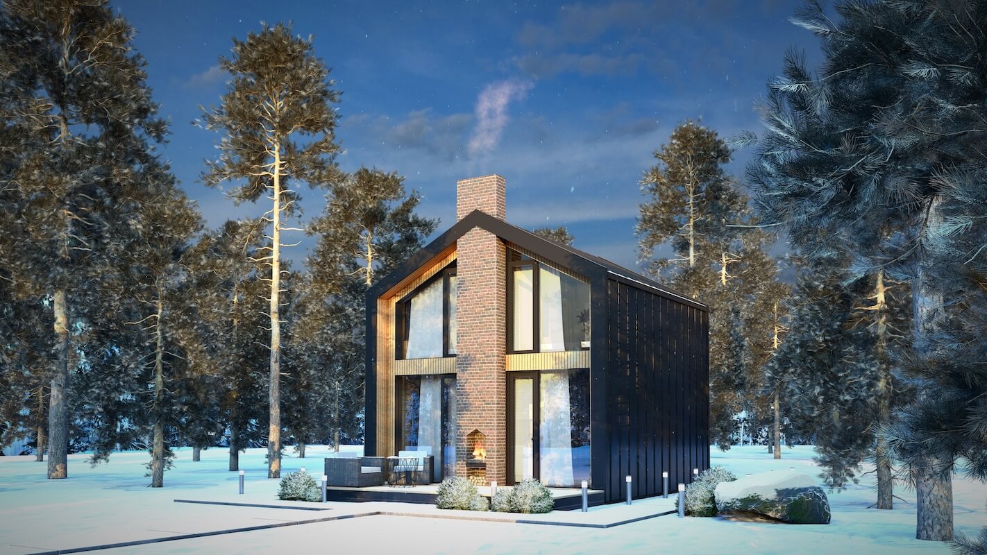 Модульные дома и бани под кдюч. Проекты барнхаусов или с плоской крышей. Проект номер barn72