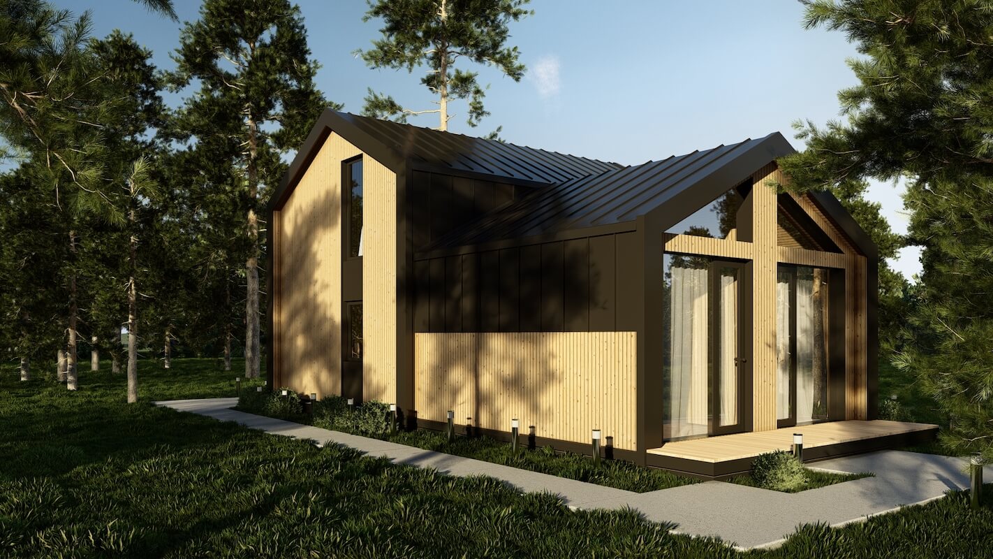 Модульные дома и бани под кдюч. Проекты барнхаусов или с плоской крышей. Проект номер barn72