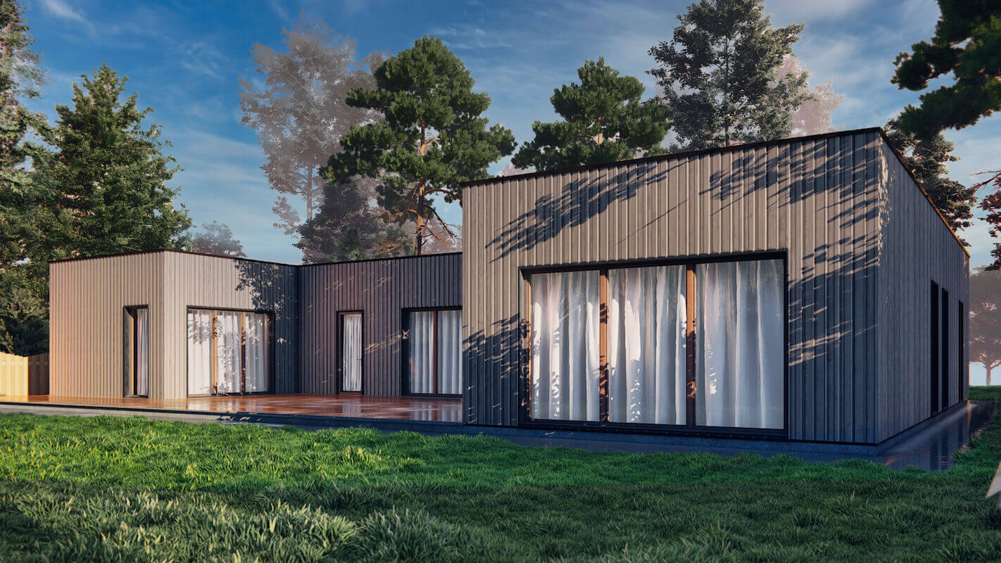 Модульные дома и бани под кдюч. Проекты барнхаусов или с плоской крышей. Проект номер brooklyn