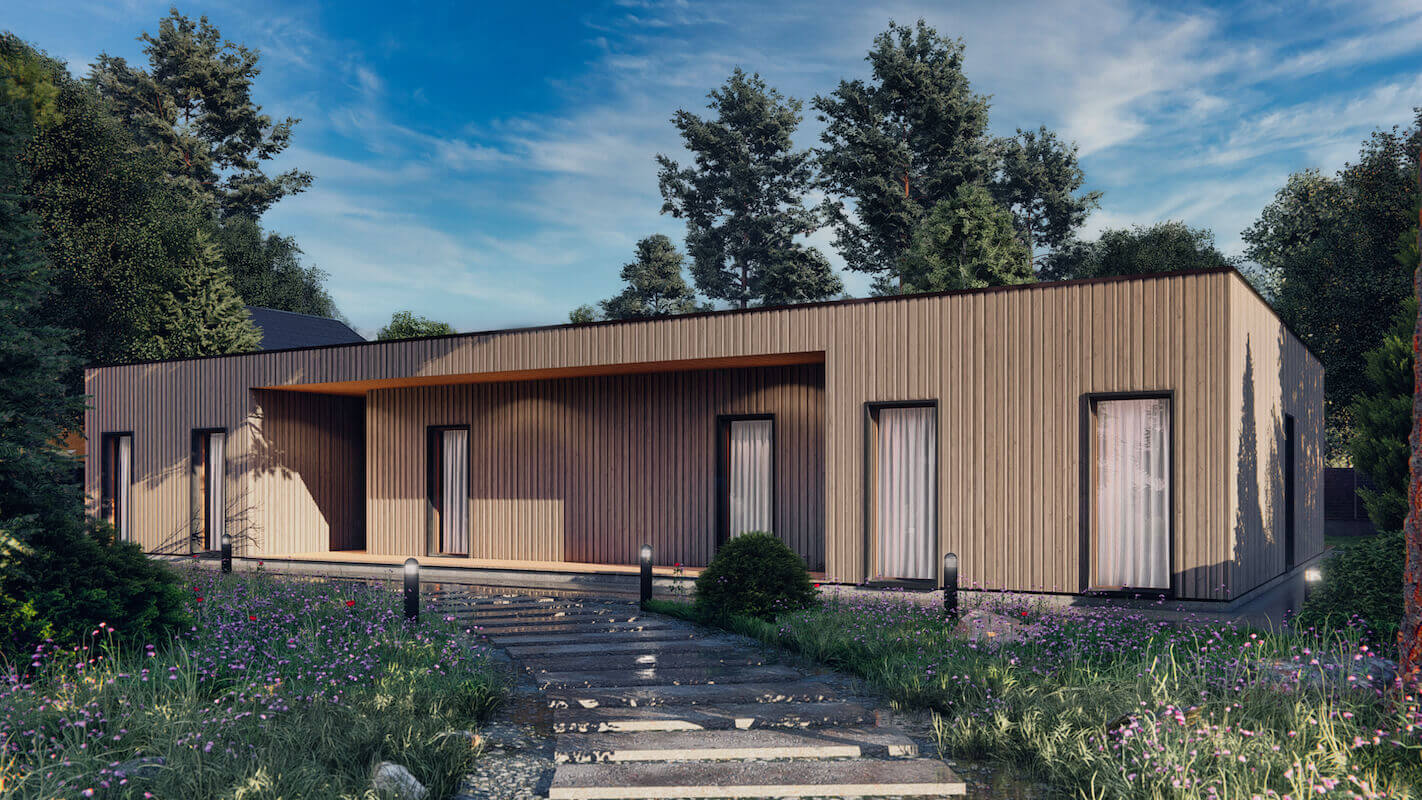 Модульные дома и бани под кдюч. Проекты барнхаусов или с плоской крышей. Проект номер brooklyn