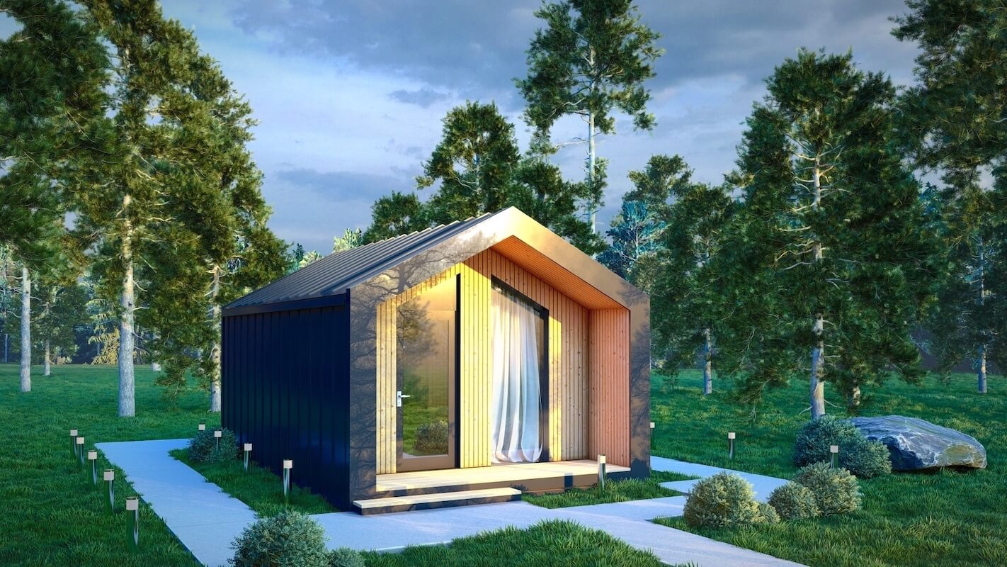 Модульные дома и бани под кдюч. Проекты барнхаусов или с плоской крышей. Проект номер kantri