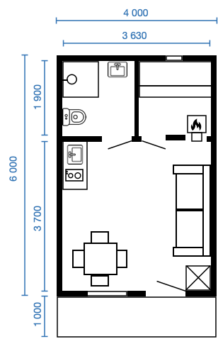 Смотреть планировку модульного дома kantri 1 этаж