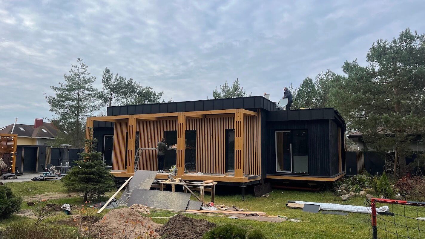 Модульные дома и бани под кдюч. Проекты барнхаусов или с плоской крышей. Проект номер manhattan