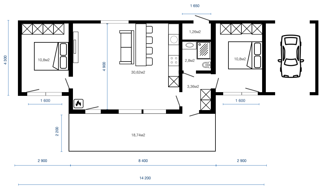 Смотреть планировку модульного дома manhattan 1 этаж