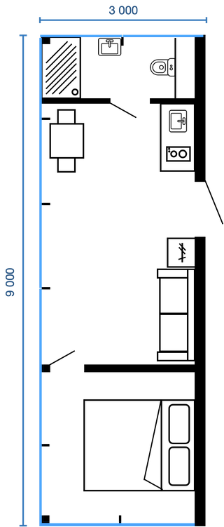 Смотреть планировку модульного дома mirror 1 этаж