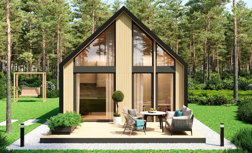 Модульные дома и бани под кдюч. Проекты барнхаусов или с плоской крышей. Проект номер montblanc