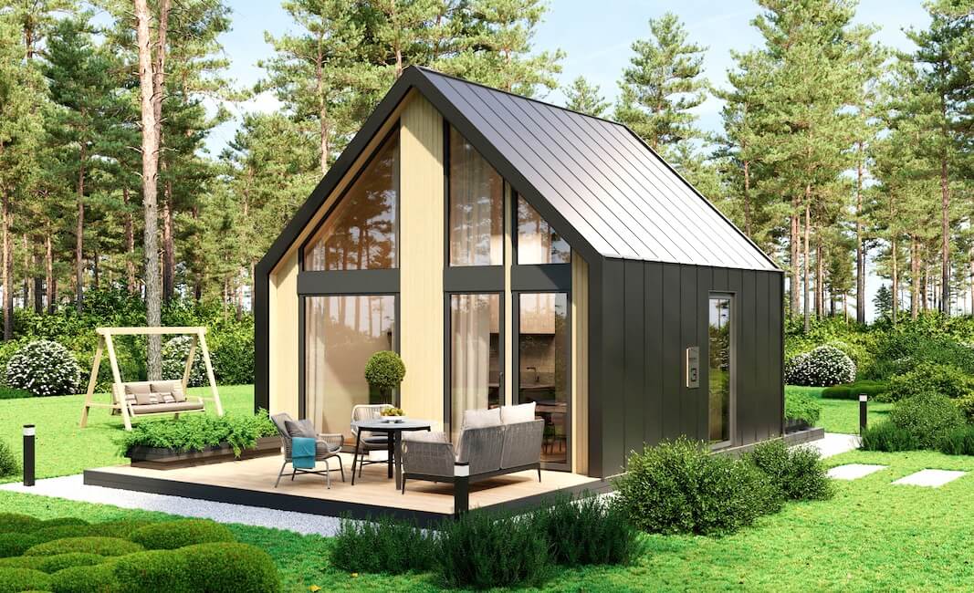 Модульные дома и бани под кдюч. Проекты барнхаусов или с плоской крышей. Проект номер montblanc