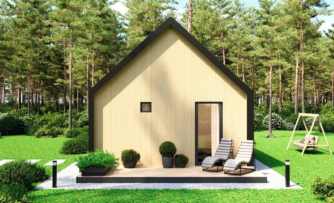 Модульные дома и бани под кдюч. Проекты барнхаусов или с плоской крышей. Проект номер montblanc