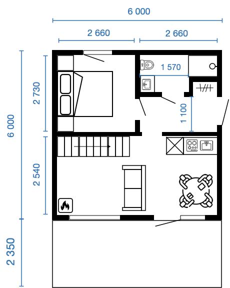 Смотреть планировку модульного дома montblanc 1 этаж